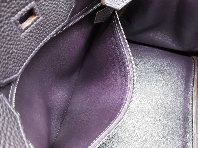 Hermes Birkin 35 Raisin Purple Clemence Palladium Hardware Handbag Do0825exzxde