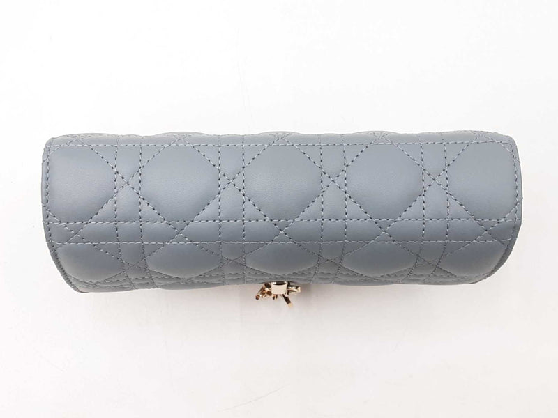 Christian Dior My Daily Dior Pouch In Cloud Blue Cannage Lambskin Fw00725lzxzdu