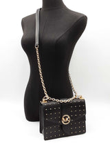Michael Kors Greenwich Small Studded Crossbody In Black Leather Fw0826izdu