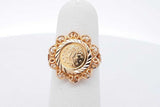 18k Yellow Gold Coin Inspired Ring 3.4 Grams Size 4.5 Eb0826oirsa