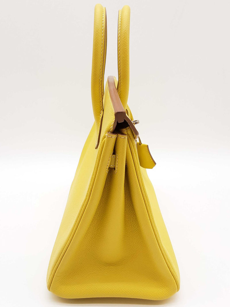 Hermes Birkin 25 Candy Lime Yellow Epsom Gray Interior Handbag Do0525lixzxde
