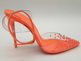 Christian Louboutin Spikoo Neon Orange Heels Size Eu 38.5 Do0525lxzde