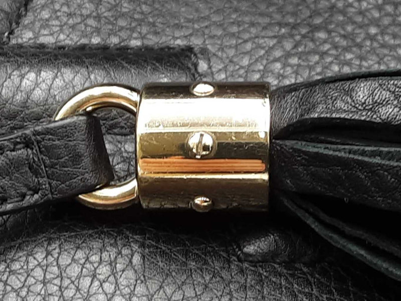 Gucci Gg Soho Black Pebbled Leather Chain Shoulder Bag Fw1124wxzdu