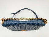 Chanel Large Blue Leather Boy Bag Crossbody (WWXZ) 144010020124 DO/SA