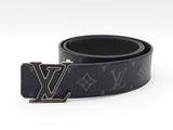 Louis Vuitton Monogram Eclipse Coated Canvas & Black Leather 40mm Belt Strap With Silver-tone Initiales Buckle Size 85|34 Fw0726lcrdu