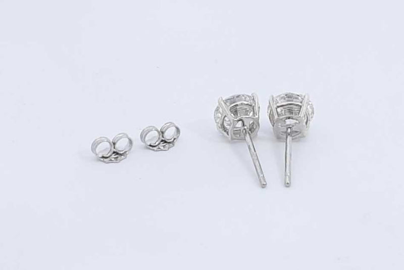 2.12ctw Lab Grown Round Diamond Stud Earrings 925 Sterling Silver 1g Eb1124ocrdu