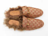 Gucci Princetown Horsebit Slippers In Beige & Brick Gg Canvas Size 7 Fw1225oizdu