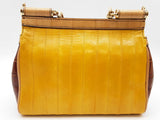 Dolce & Gabbana Sicily Brown Crocodile Yellow Eel Leather Crossbody Bag Do0325irxde