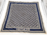 Christian Dior Oblique Dortwin Navy Blue Silk Scarf Do0126orxde