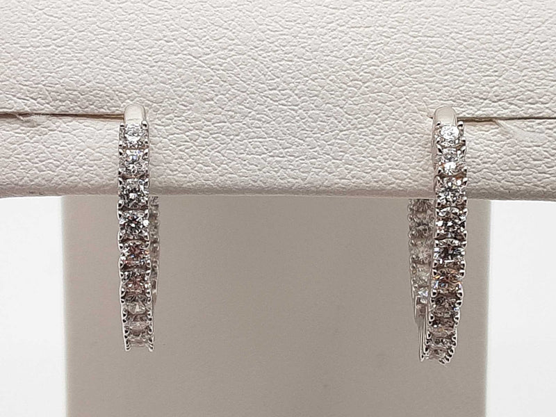 1.00 Cttw Lab Grown Diamonds 0.925 Silver 3.0g Hoop Clasp Earrings Do0525llrde
