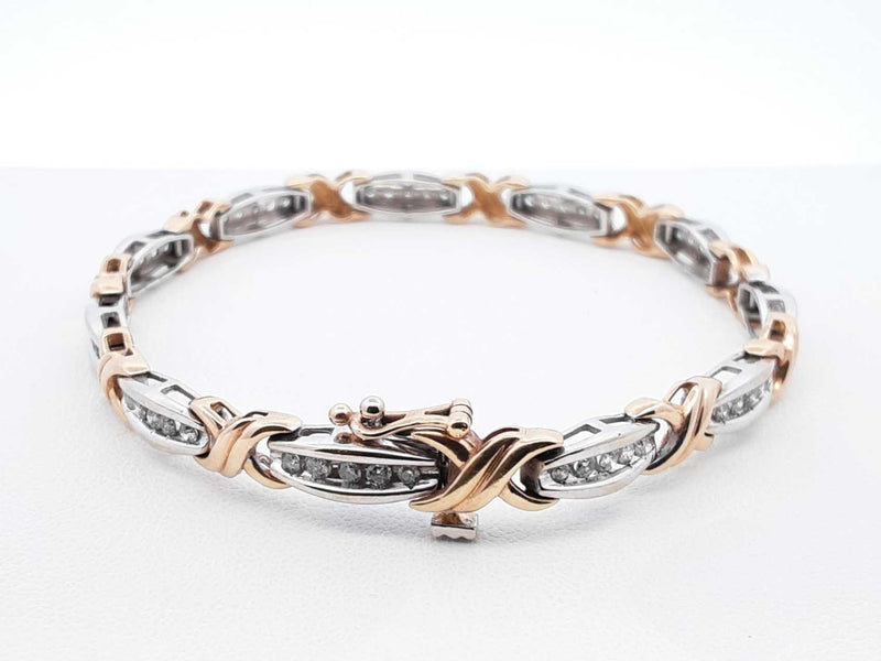 1.10 Cttw Diamond & 10k Two-tone Gold Bracelet 10.8 Grams 7 Inch Fw0624irxdu