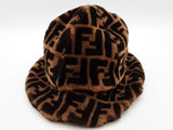 Fendi Zucchino Ff Brown Shearling Fur Bucket Hat Do0326orxde