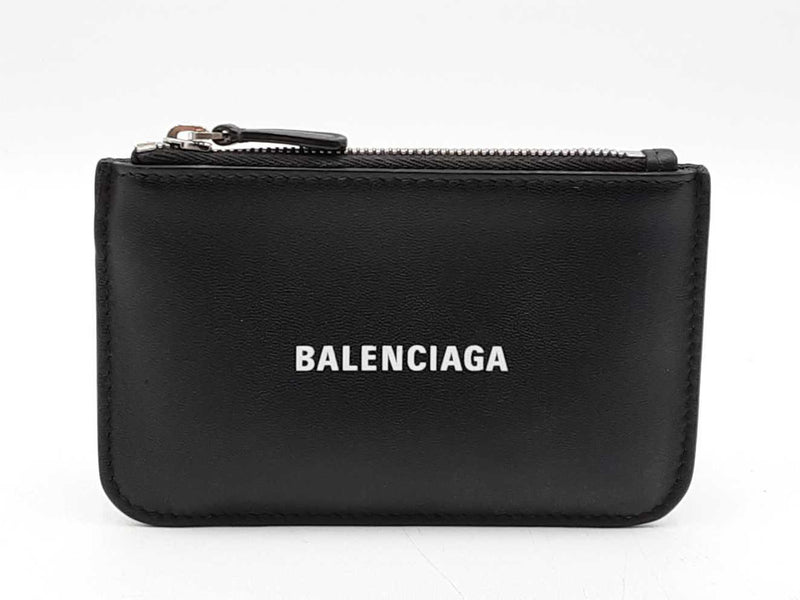 Balenciaga Cash Coin And Card Holder In Black Grained Leather Fw0725lzxdu