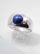 Star Sapphire, Diamond, & 10k White Gold Statement Ring 13.8 Grams Size 10.75 Fw0526crrdu