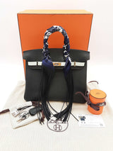 Hermes Birkin 25 Custom Tricolor Green Epsom Palladium Handbag Do0226oclxzde