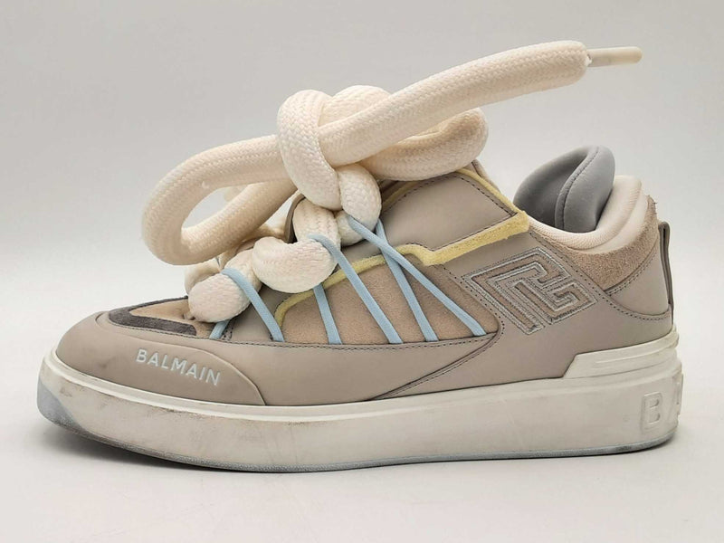 Balmain Men's B-court Puffy Calfskin Skate Sneaker Gray Size 9 Aa1125lzxsa