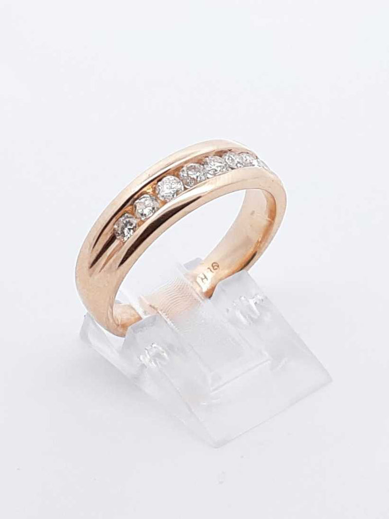 0.80 Cttw Channel-set Diamond & 14k Yellow Gold Ring 5.6 Gram Size 8 Fw0825pzxdu