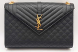Yves Saint Laurent Envelope Quilted Black Leather Shoulder Bag Eb1225lxxzde