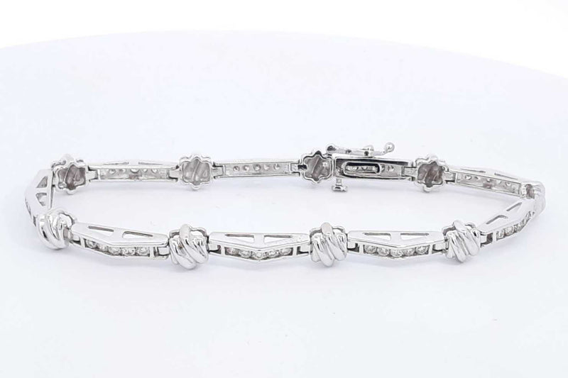 Approx. 1.35ctw Diamond Bracelet In 14k White Gold 12.3 Grams 7 Inch Eb0624icrsa