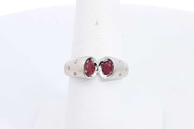 Red Gemstone Ring In 18k White Gold 4.9 Grams Size 6.5 Eb0824orxsa