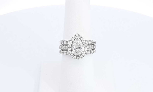 14k White Gold Pear Shaped Diamond Wedding Ring Set Size 6.5 Eb0423rrzxdu