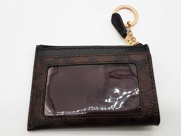 Coach Mini Skinny Brown Signature Coated Canvas Id Case Do0325orde