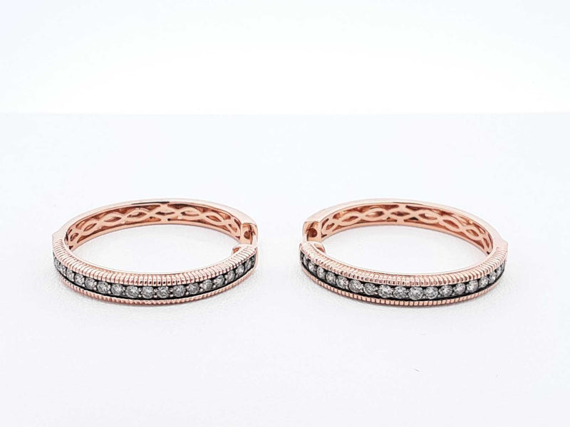 Le Vian 0.72 Cttw Diamond Hoop Earrings In 14k Rose Gold 7.9 Grams Fw0525prxdu
