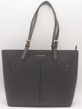 Michael Kors Jet Set Medium Pebbled Leather Black Handbag Aa0526rzsa