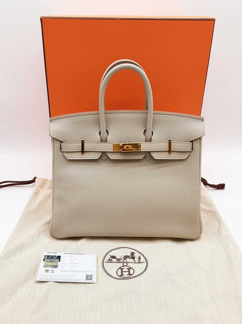 Hermes Birkin 25 Gris Neve Gray Togo Gold Hardware Handbag Do0725lirxzde