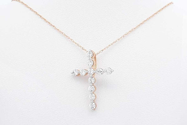 0.55ctw Lab Grown Diamond Cross 14k Yellow Gold Necklace 1.4g 18 In Eb1124lesdu