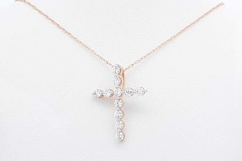 0.55ctw Lab Grown Diamond Cross 14k Yellow Gold Necklace 1.4g 18 In Eb1124lesdu