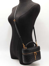 Yves Saint Laurent Gaby Vanity Case In Black Quilted Lambskin Fw0726lozxdu