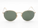 Ray-ban Round Metal Sunglasses In Arista Gold-tone With Green Lenses Fw1026czdu