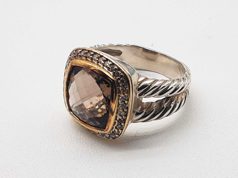 David Yurman Albion Sterling Silver Brown Topaz Ring Size 7.5 Do0324wxzde