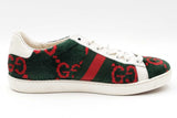 Gucci Ace Gg Monogram Red & Green Terry Cloth Sneakers Size 36.5 Eb1225crdu