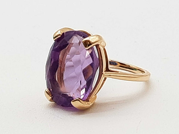 Oval Cut Amethyst 14k Yellow Gold 5.9g Ring Size 5.25 Do0725lexde