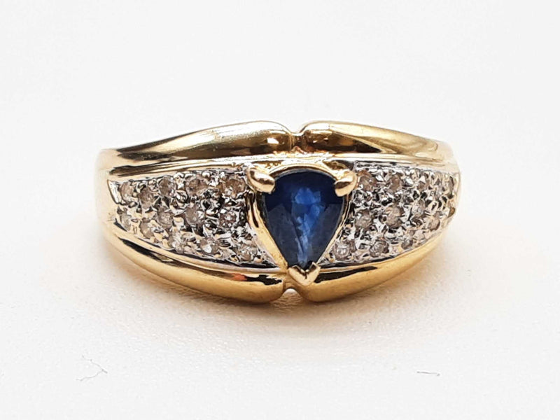 Approx 0.2 Ctw Diamonds 14k Two-tone Gold Sapphire 7.1g Ring Size 7 Do0125orxde