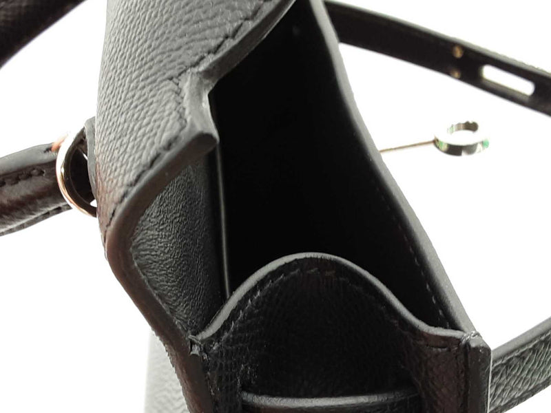 Hermes Mini Kelly Sellier Noir Black Epsom Palladium Crossbody Bag Do0925orxzxde