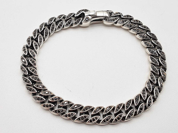 David Yurman Black Diamonds 0.925 Silver 29.6g Curb Bracelet 7 In Do0625sxzde