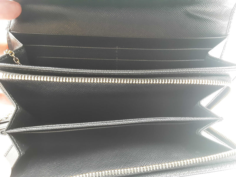 Prada Saffiano Leather Wallet Black Aa1125orzsa
