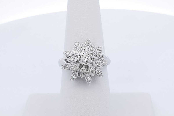 Diamond Ring In 14k White Gold 4.6 Grams Size 7 Eb1125orxde