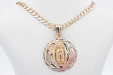 14k Yellow Gold Chain & Tricolor Gold Religious Pendant 11.7g 24 Inch Eb626sxzsa
