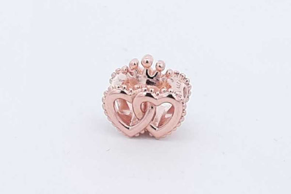 Pandora 10k Rose Gold Crown & Entwined Hearts Charm 1.6 Grams Eb0724wxsa