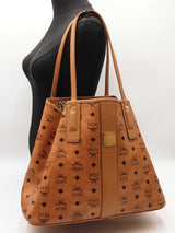 Mcm Visetos Liz Shopper In Reversible Cognac Visetos Coated Canvas Fw0126ozxdu