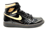 Nike Air Jordan 1 High Black & Gold Patent Leather Sneakers Size 10.5 Eb1224wpdu