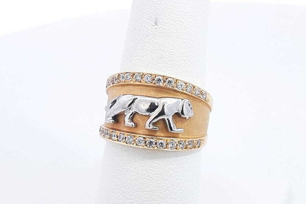 18k Yellow Gold Panther Ring 8.8 Grams Size 7 Eb1024ricsa