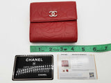 Chanel Camilla Embossed Red Leather Bifold Card Holder Wallet Do0626oorde