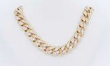 925 Cubic Zirconia Gold Plated Cuban Link Chain 79.3g 24 In Eblecdu 144030007279