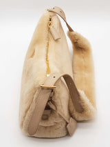 Prada Shearling Ecru Shoulder Bag Eb0526loxzde