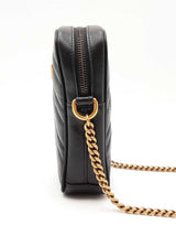 Gucci Marmont Mini Gg Crossbody Bag In Black Matelassé Leather Fw0626pxzdu
